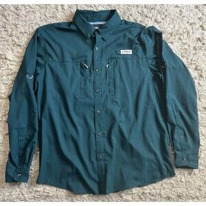 Magellan Men’s Classic Fit Long Sleeve Fishing Shirt Emerald Green Size Large